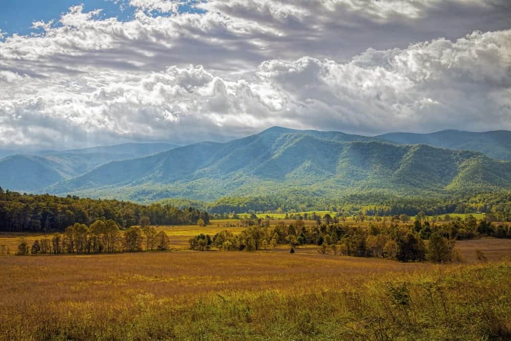 Stunning photo of Cades Cove in the Smoky Mountains.