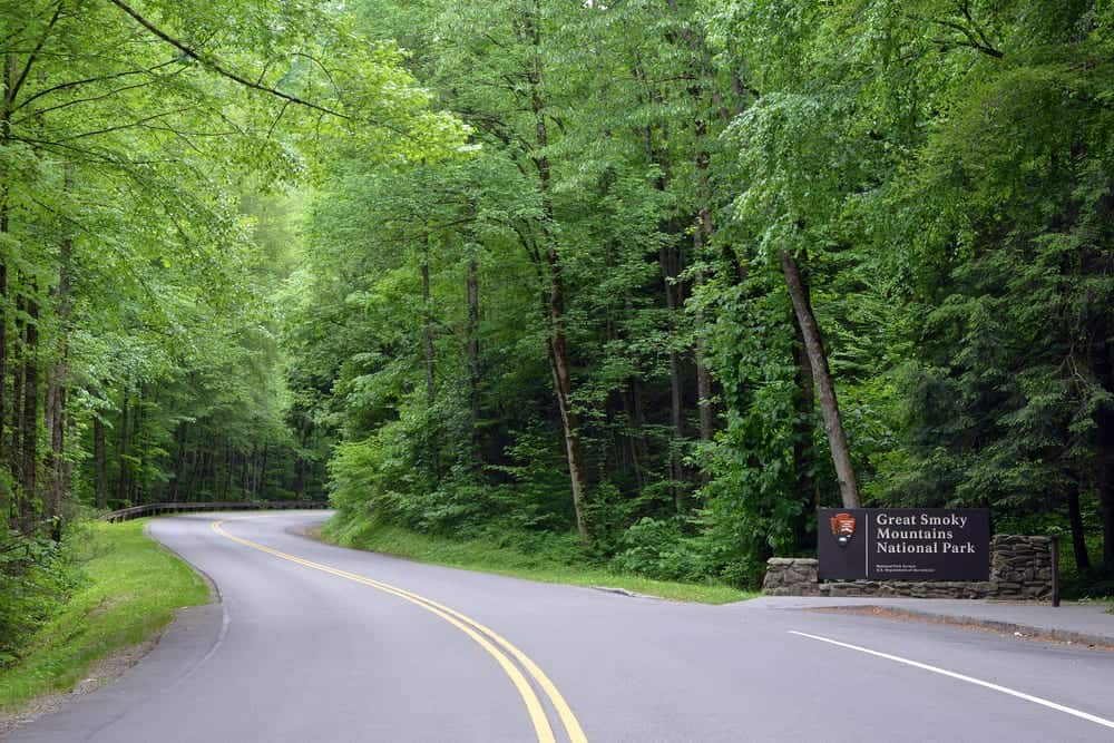 The entrance to the Great Smoky Mountains National Park.