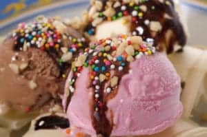 A delicious ice cream sundae.