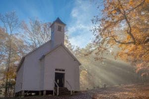 The Missionary Baptist Church in Cades Cove in the Great Smoky Mountains.