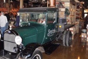 An old-fashioned car at Sugarlands Distillery in Gatlinburg TN.