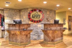 The lobby of The Appy Lodge in Gatlinburg.