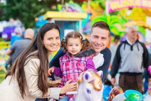 family at an amusement park