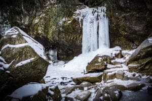 Grotto Falls frozen in the winter