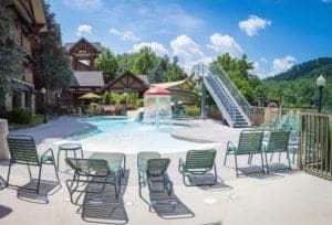 outdoor pool and water slide at the appy lodge
