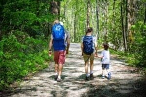family hiking in the smoky mountains with kids