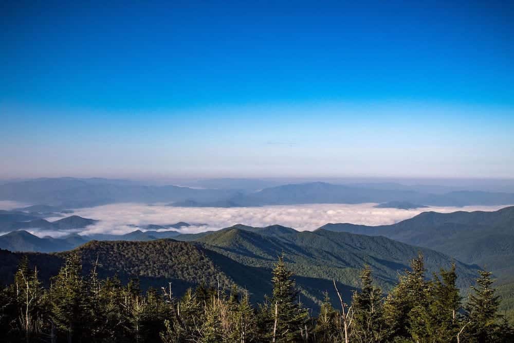 view from Clingmans Dome in the Smoky Mountains