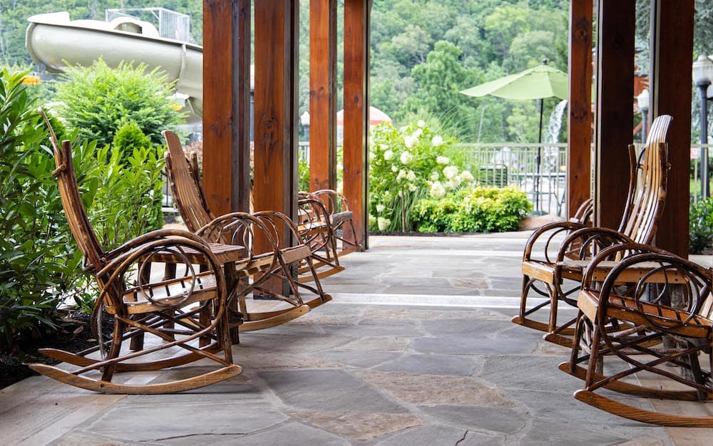 chairs outside of The Appy Lodge hotel in Gatlinburg